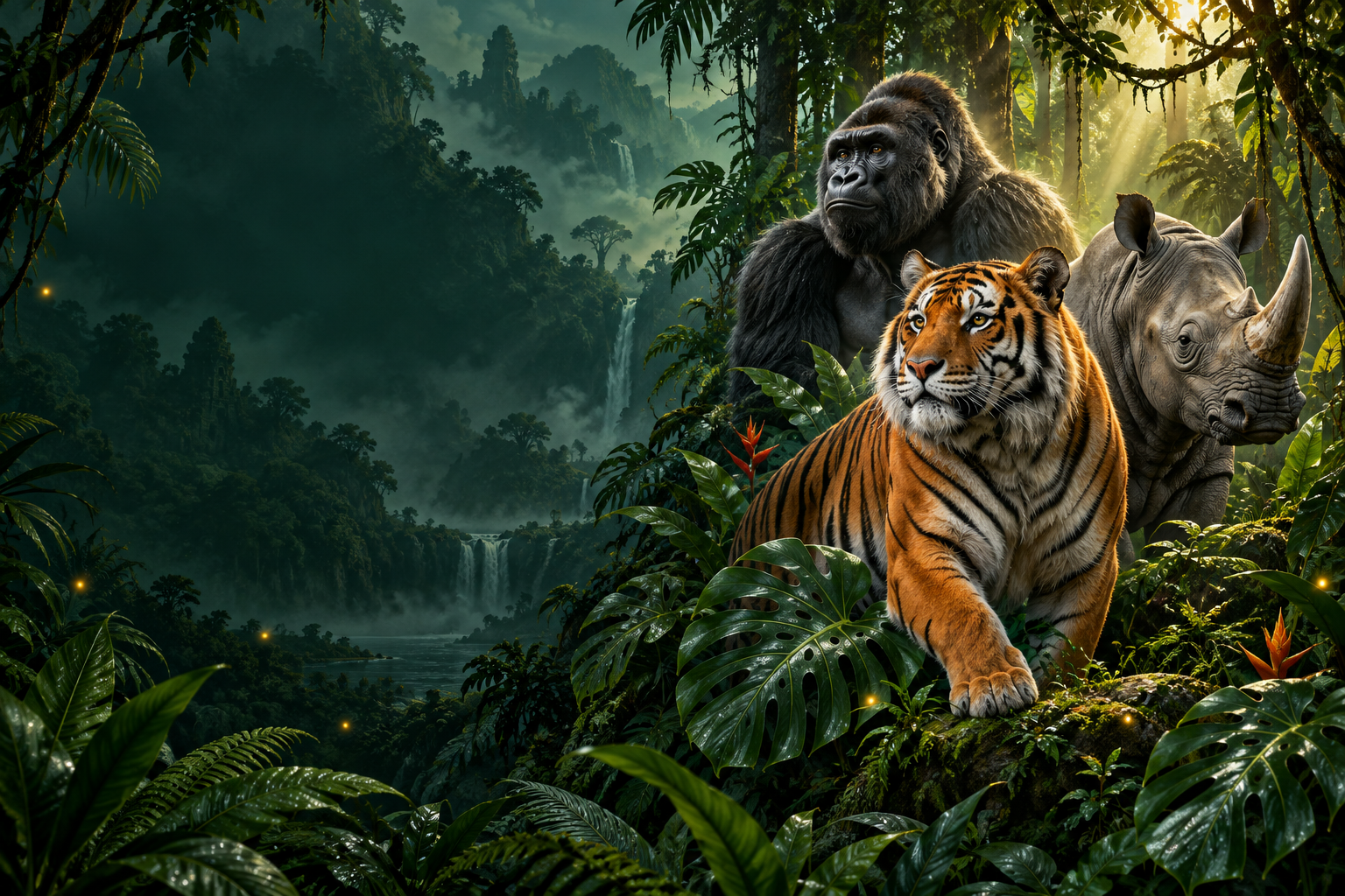 JungleVPN’s original illustrated jungle landscape